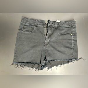 Charcoal Frayed Hem Jean Shorts
